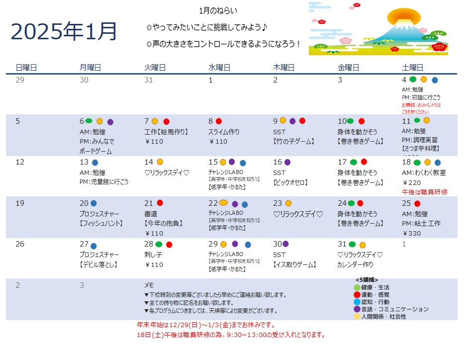 1月　放課後デイサービスの活動